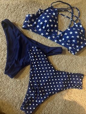 Navy Star & Polka Dot Bikini Set - Navy Blue bottom NWOT